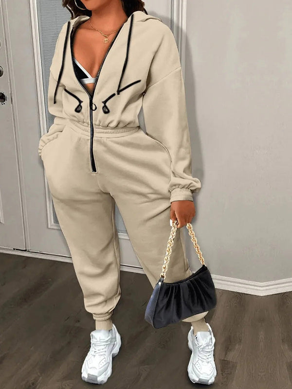 Hooded Zip-Up Jumpsuits