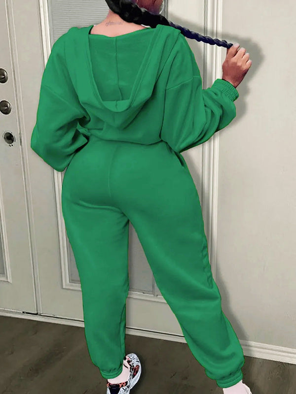Hooded Zip-Up Jumpsuits