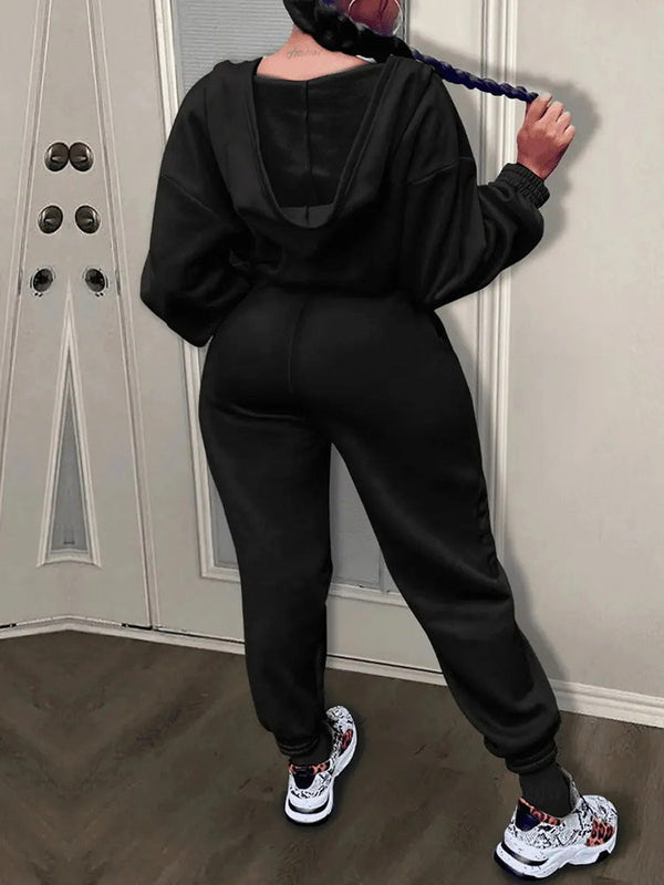 Hooded Zip-Up Jumpsuits