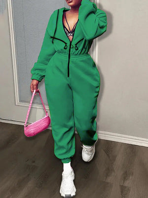 Hooded Zip-Up Jumpsuits