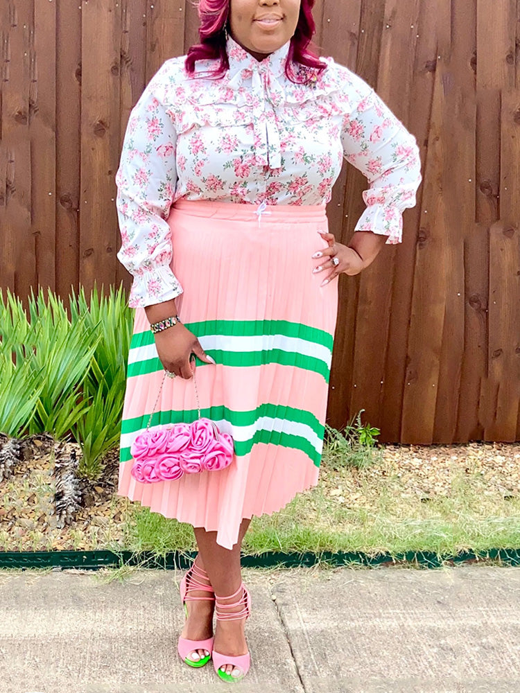 Striped Pleated Skirts