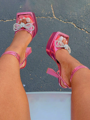 Sparkling Bow Platform Heels