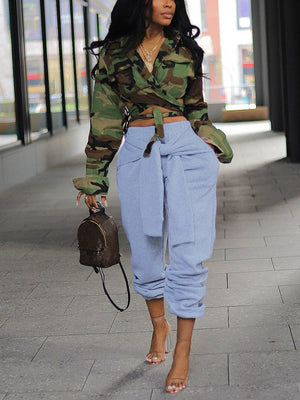 Camouflage Long Strap Tops