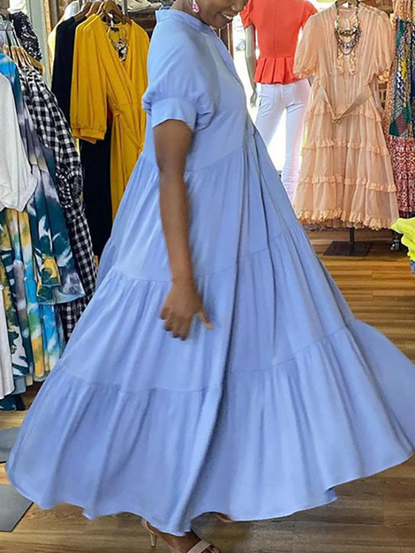 Solid Color Ruffle Dresses