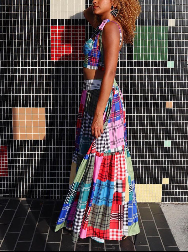 Plaid Color Block Dresses