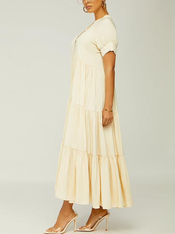 Solid Color Ruffle Dresses