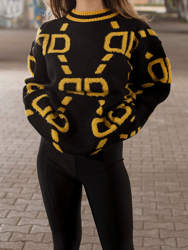 Contrast Letter Knit Cardigans