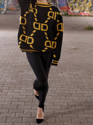 Contrast Letter Knit Cardigans
