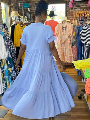 Solid Color Ruffle Dresses