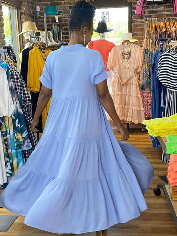 Solid Color Ruffle Dresses