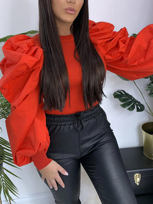 Bubble Sleeve Knit Tops