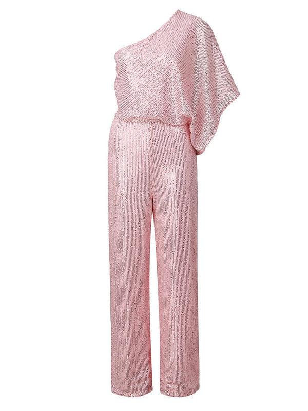 One Shoulder Sequin Jumpsuits