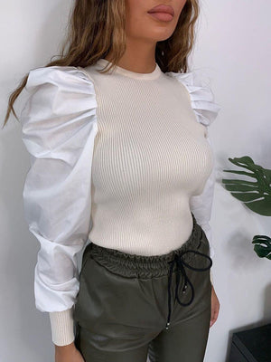 Bubble Sleeve Knit Tops