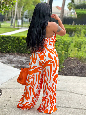 Strapless Printed Wide Jumpsuits