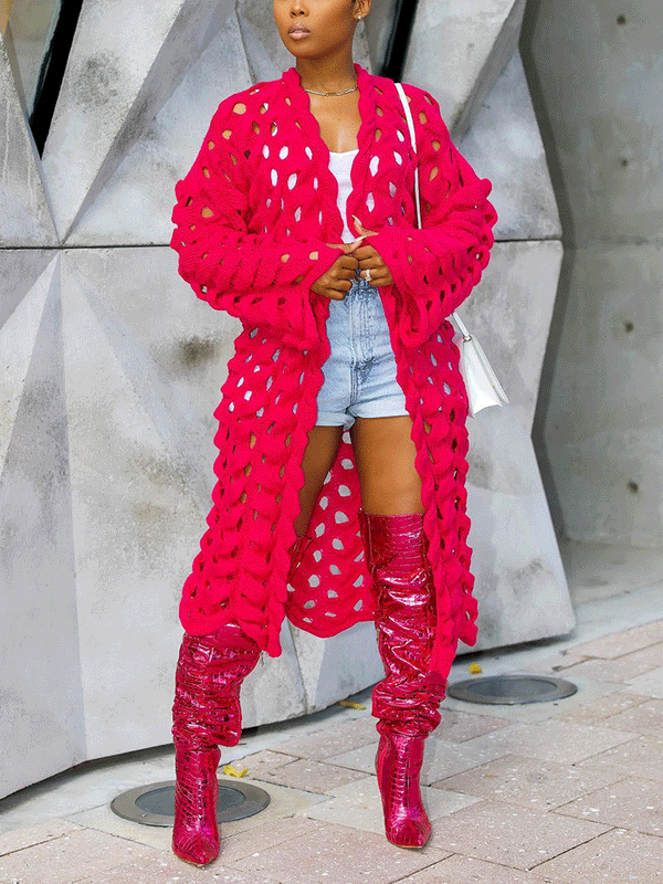 Wool Knitted Hollow Out Cardigans