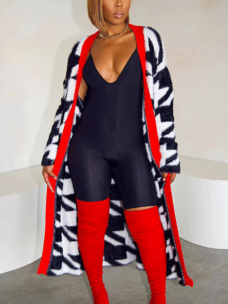 Fur Houndstooth Cardigans