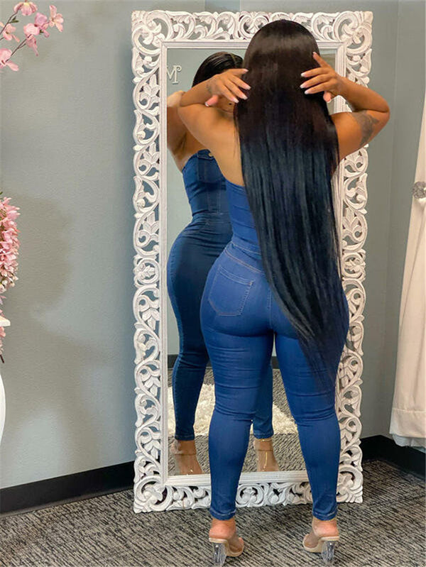 Strapless Denim Jumpsuits