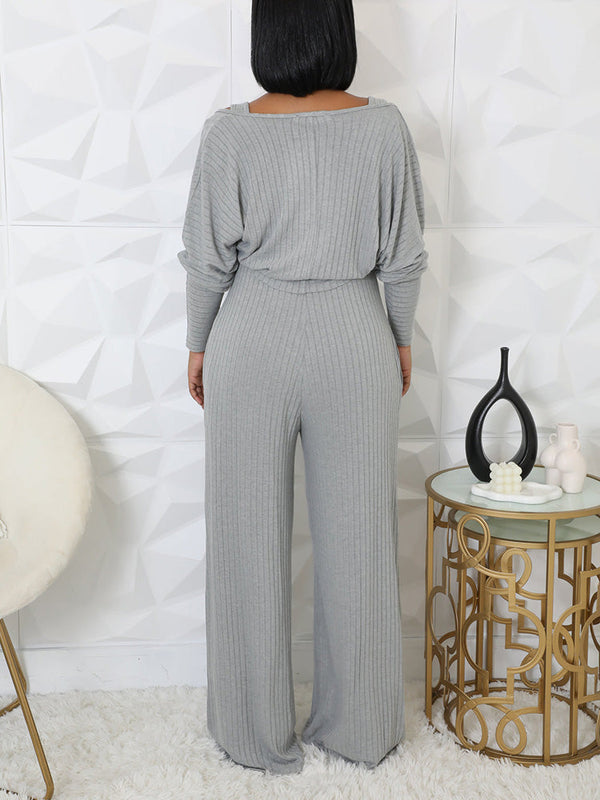 Ribbed Bolero  Jumpsuit Set
