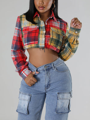 Flannel Plaid Cropped Jackets