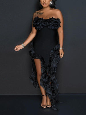 Strapless Irregular Ruffle Dresses
