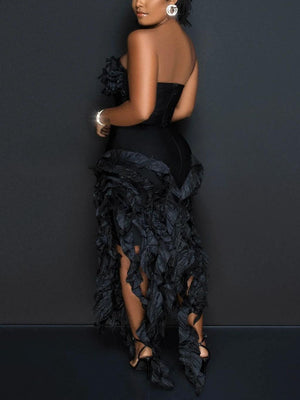 Strapless Irregular Ruffle Dresses