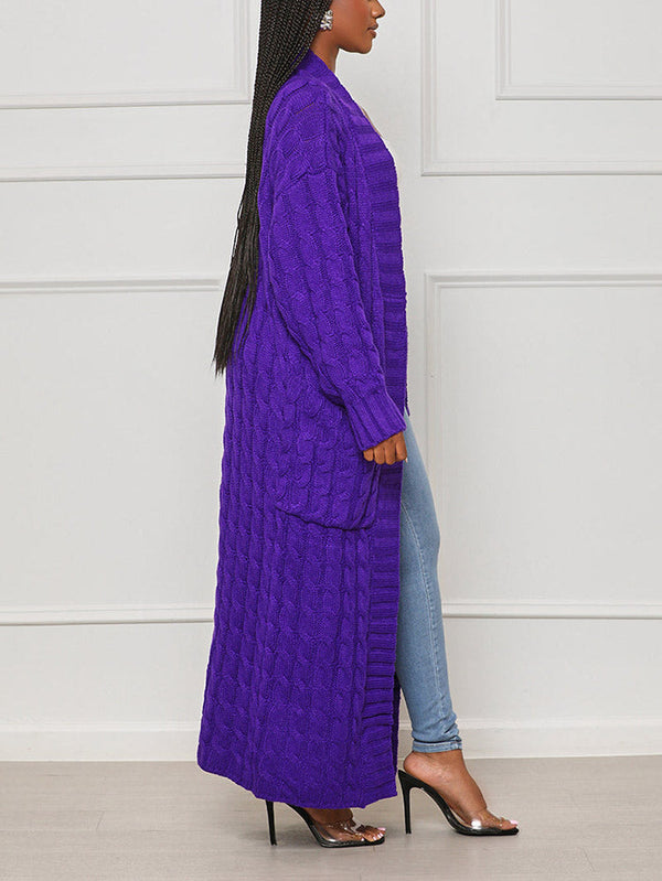 Knitted Solid Pocket Sweater Cardigans