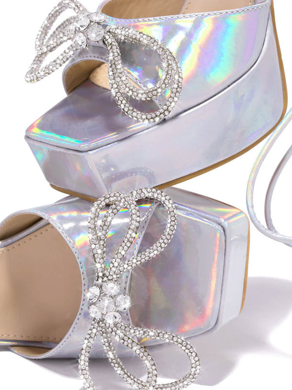 Sparkling Bow Platform Heels