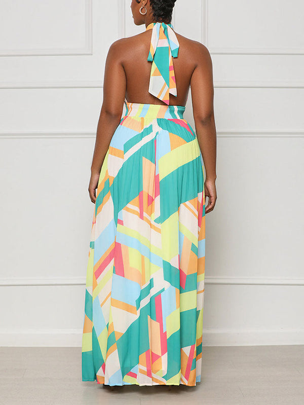 Halter Pleated Maxi Dresses