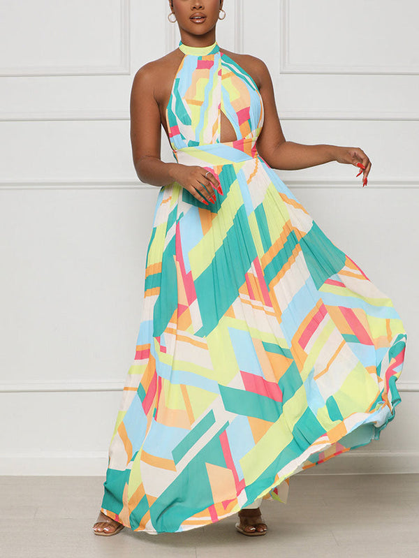 Halter Pleated Maxi Dresses