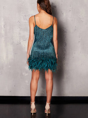 Feather Sequin Camisole Dresses