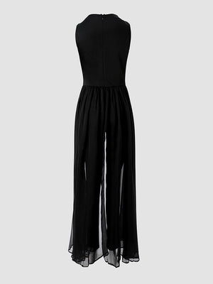 Rhinestone Mesh Sleeveless Jumpsuits