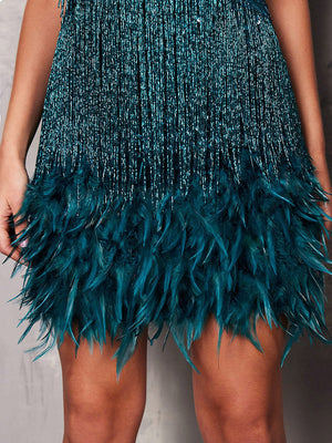 Feather Sequin Camisole Dresses