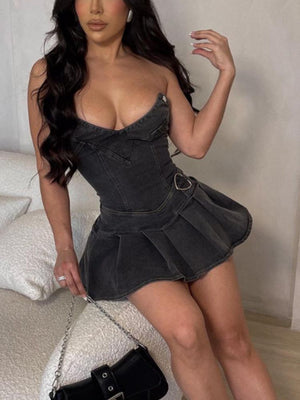Sweetheart Denim Mini Dresses