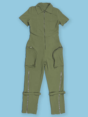 Zipper Cargo Pocket Utility Jumpsuits