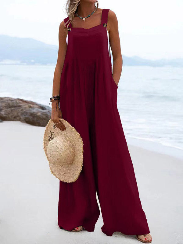 Cotton Linen Loose Overalls