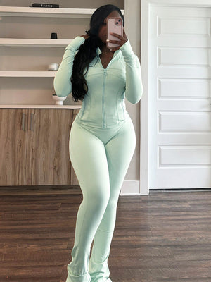Shape Jacket  Flare Pants Activewear Set
