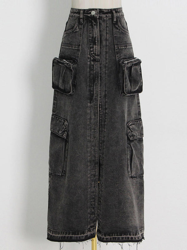Denim Cargo Skirts