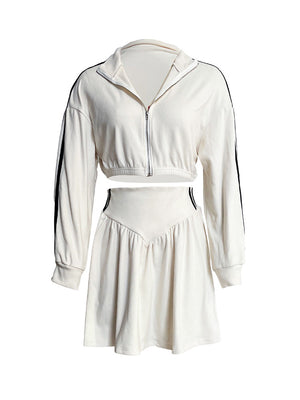 Zip Crop Top  Skirt Set