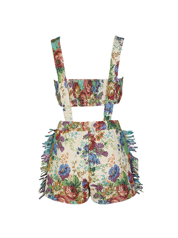 Vintage Tube Top Overall Set