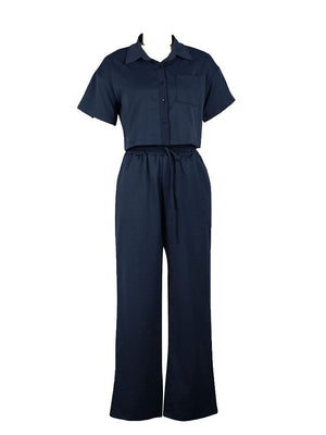 Linen Crop Top Pants Set