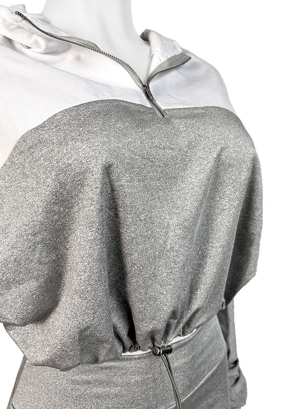 Half Zip Hoodie Biker Shorts Set