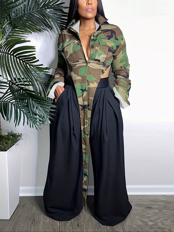 Camouflage Long Strap Tops