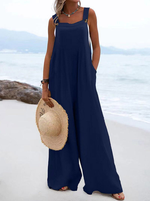 Cotton Linen Loose Overalls