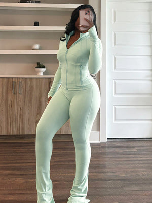 Shape Jacket  Flare Pants Activewear Set