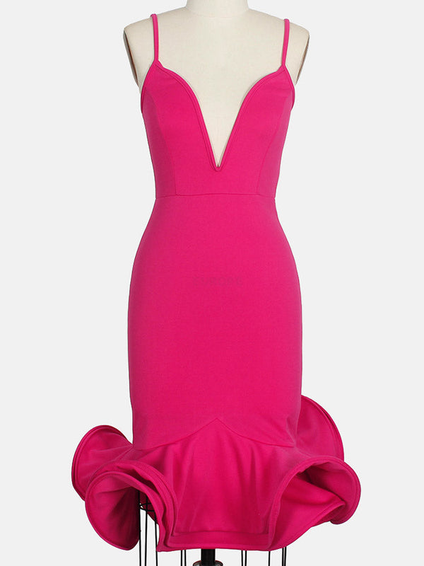 Spaghetti Strap Flare Bandage Dresses