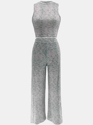 Ribbed Crop Top Pants Set