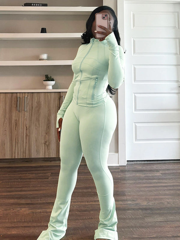 Shape Jacket  Flare Pants Activewear Set