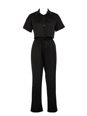 Linen Crop Top Pants Set