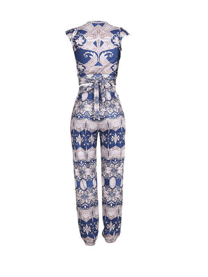 Printed Crop Top Pants Set