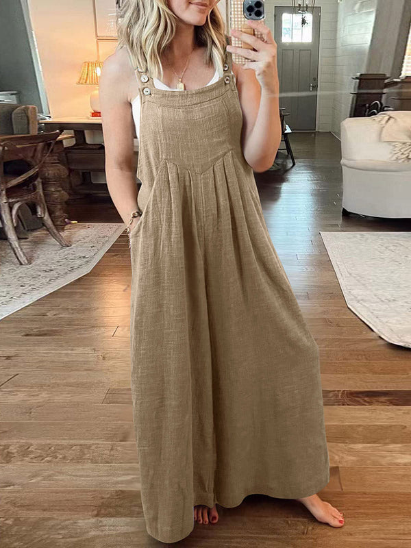 Cotton Linen Loose Overalls